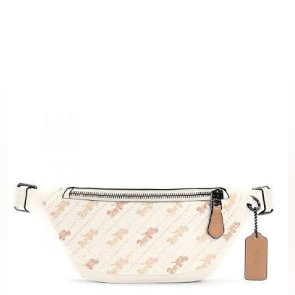 COACH WARREN MINI BELT BAG WITH HORSE AND CARRIAGE DOT PRINT  (CREAM)